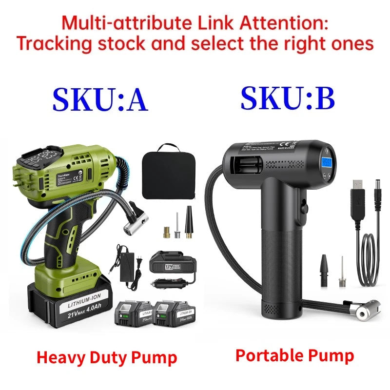 Car Tyre Inflator Cordless Digital Battery Rechargeable Tire Air Compressor Pump