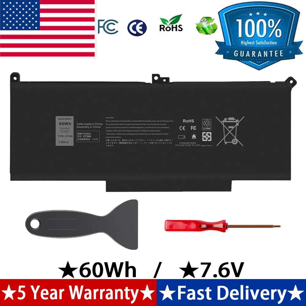 Battery For Dell Latitude 12 13 14 E7280 E7480 7000 7280 7480 7490 7380 7390 US