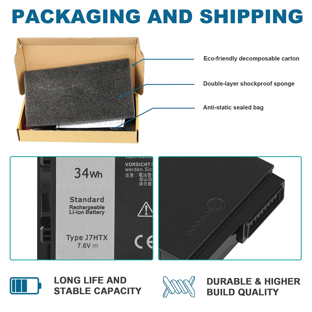 ?LOT Battery J7HTX For Dell Latitude 7202 7212 Rugged Extreme Tablet 2JT70 7XNTR