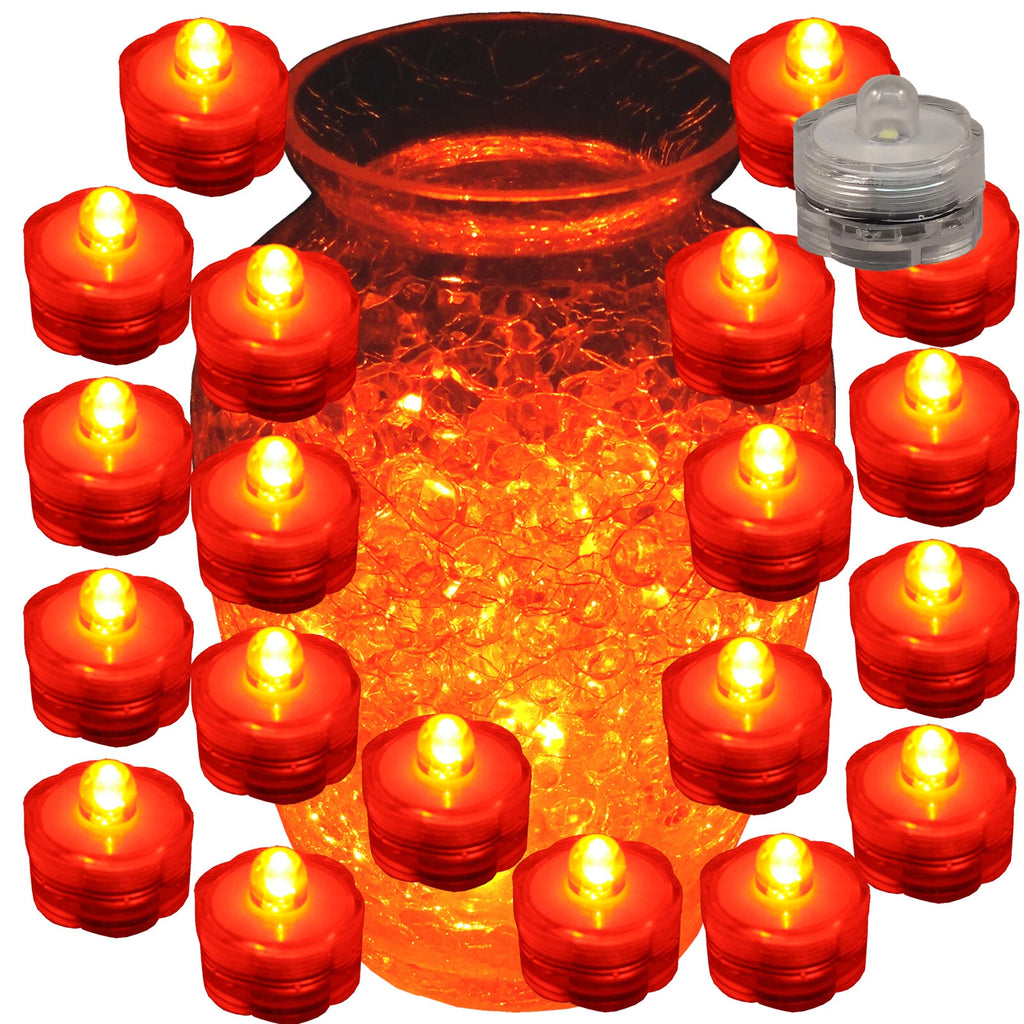 50 Pack Orange Submersible Waterproof Underwater Battery LED Tea Light Wedding