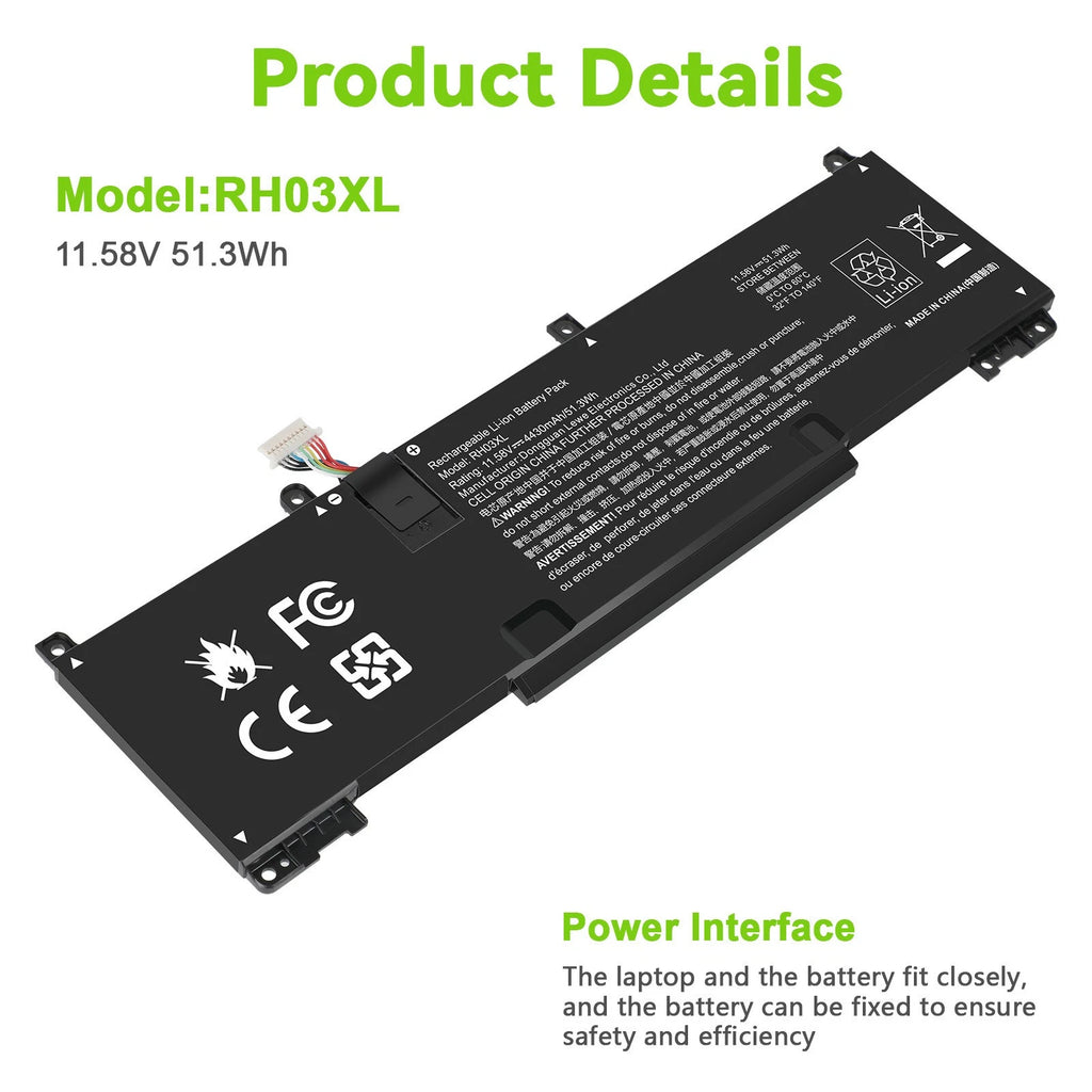 51.3Wh RH03XL Battery For HP Probook 440 450 G10 455 G9 G10 EliteBook 640 G9 G10