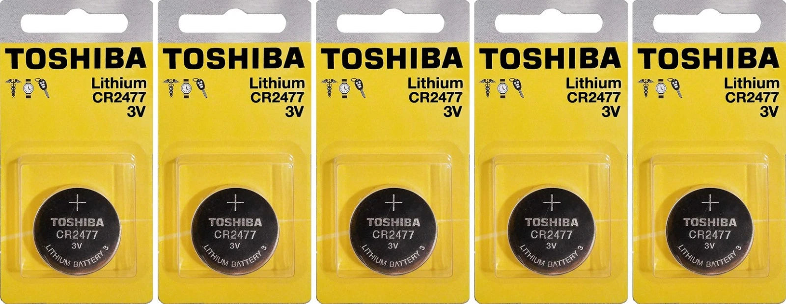 5 Toshiba CR2477 2477 Lithium Coin Cell 3V Batteries