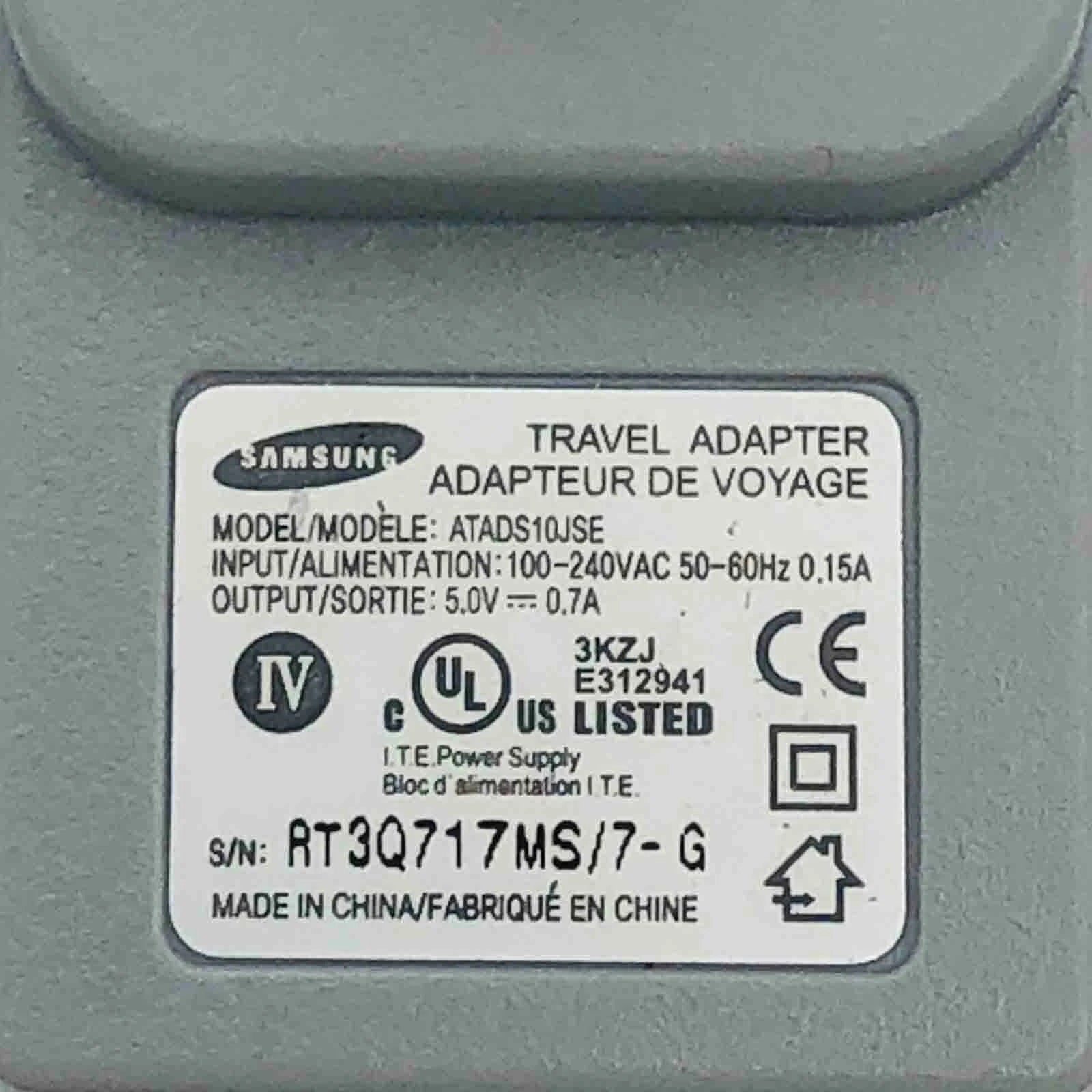 NEW Genuine Samsung AC Power Adapter ATADS10JSE Cell Phone Wall Travel 5V 0.7A