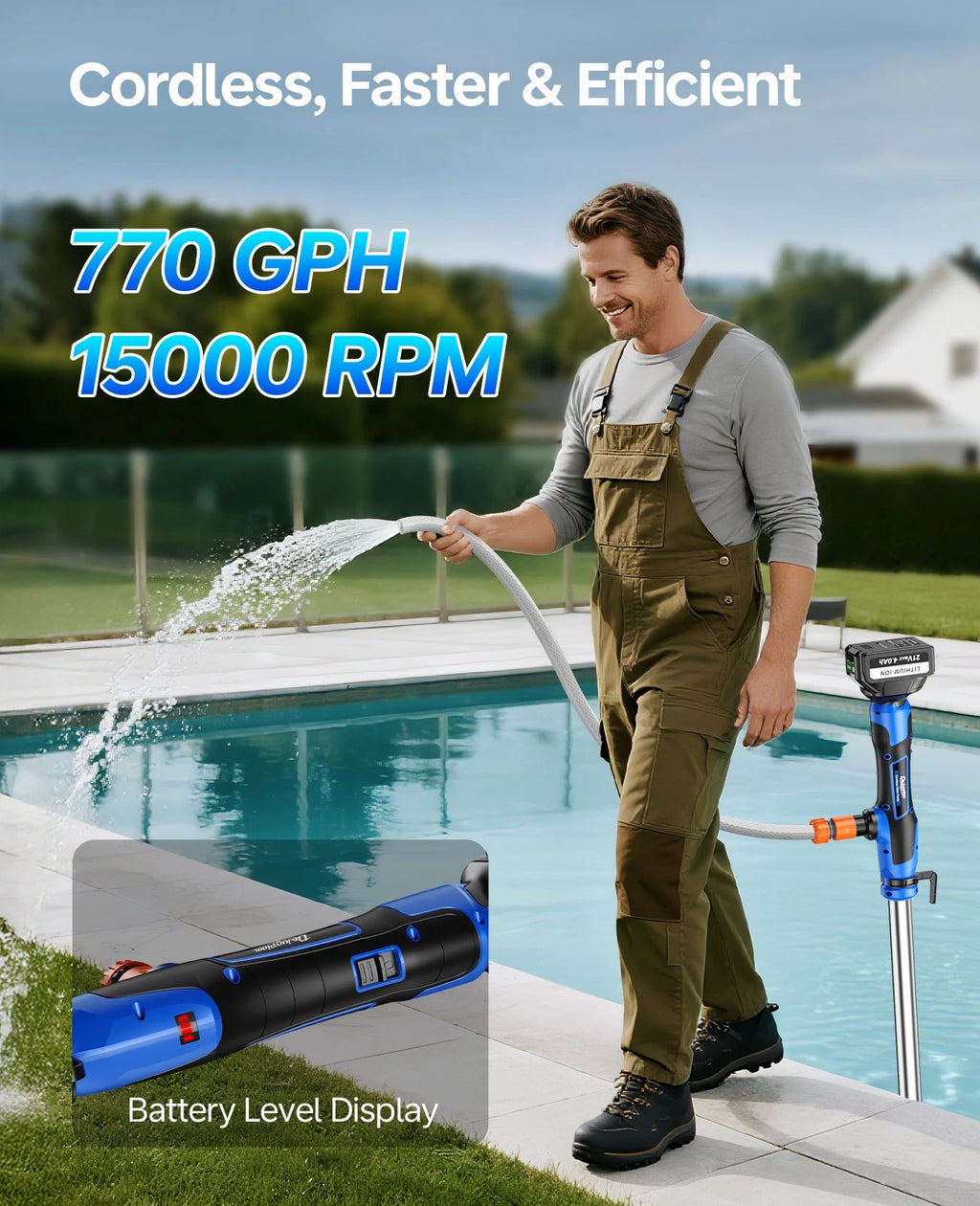 Cordless Stick Water Transfer Pump 770GPH 32FT Head for Makita 18V Battery US