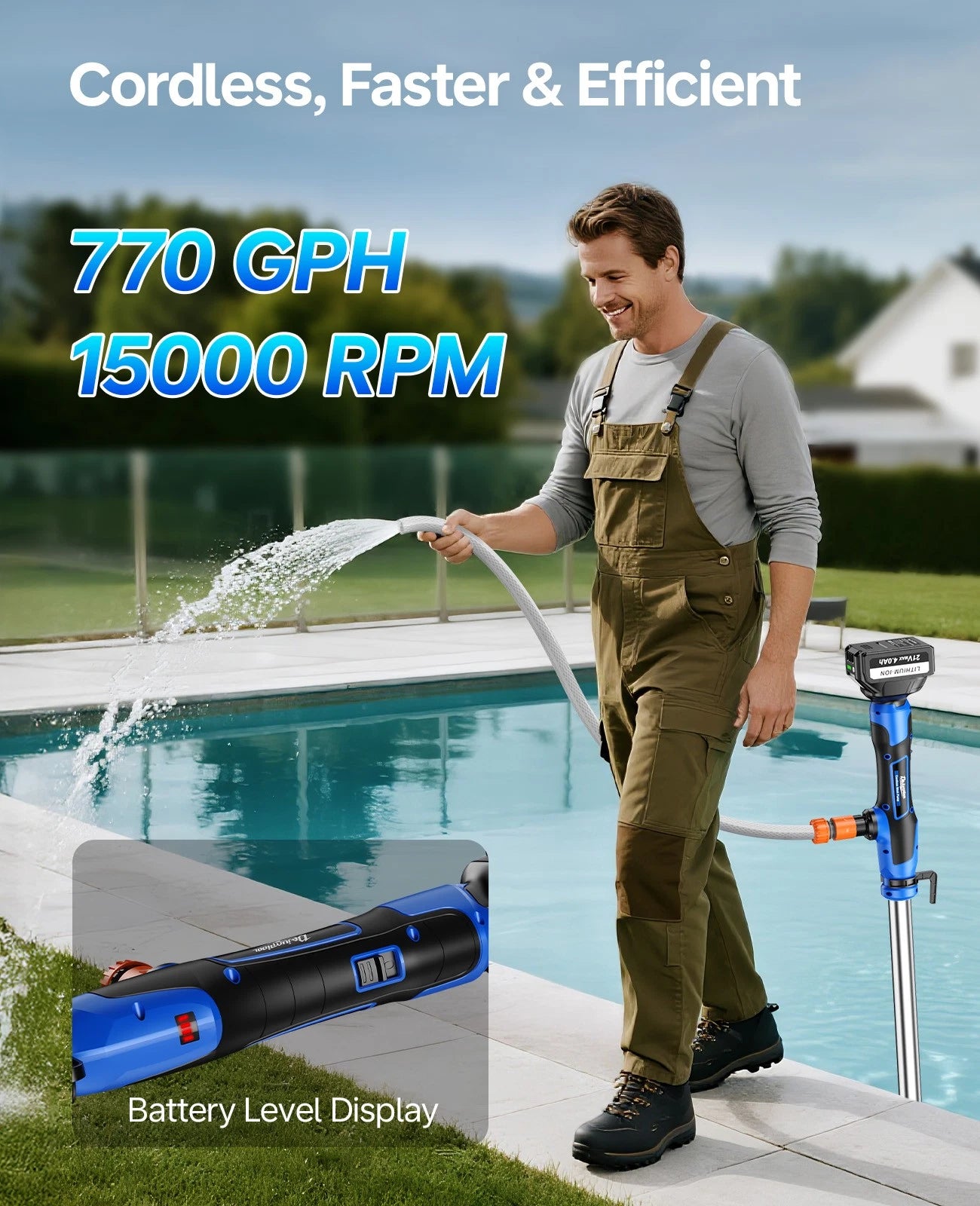 Cordless Stick Water Transfer Pump 770GPH 32FT Head for Makita 18V Battery US