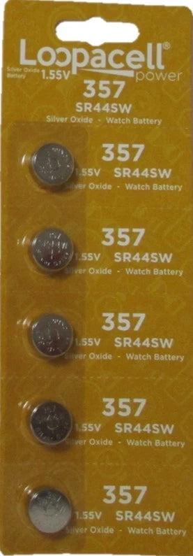 5 pack Loopacell 357 303 SR44SW button cell Silver Oxide Batteries