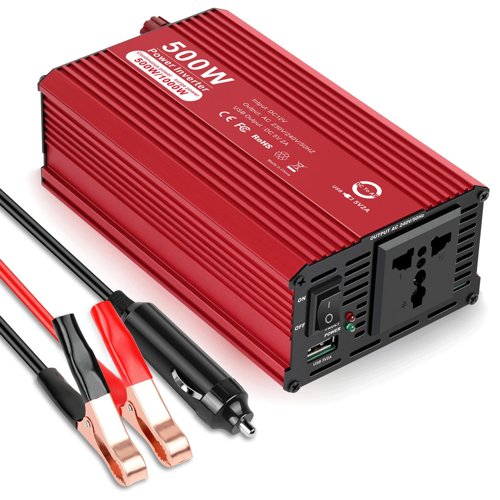 Car Power Inverter DC 12V to AC 110/120V Converter Adapter Charger USB AC Outlet