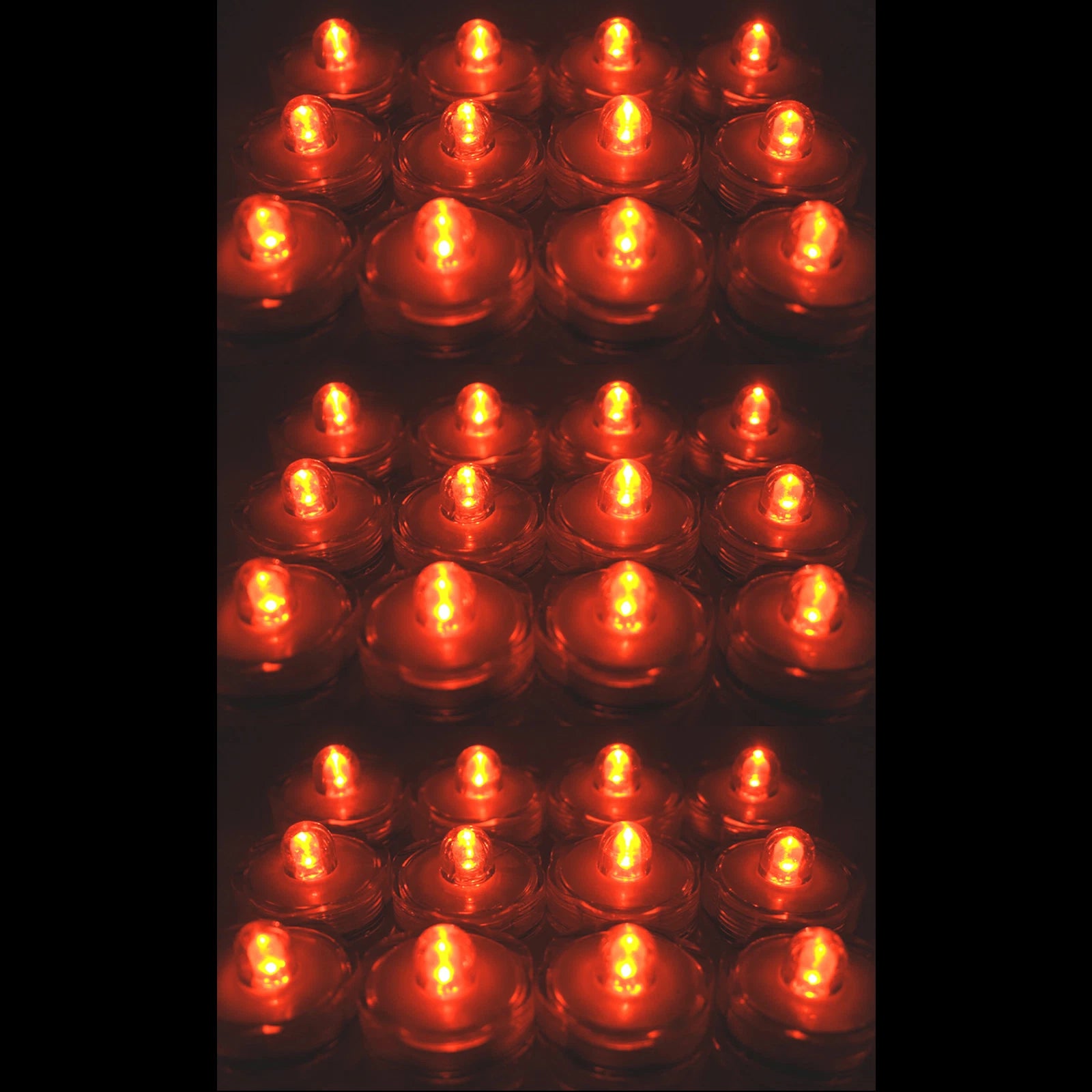 Submersible Waterproof Battery LED Tea Light ~ ORANGE ~ 36 Pack