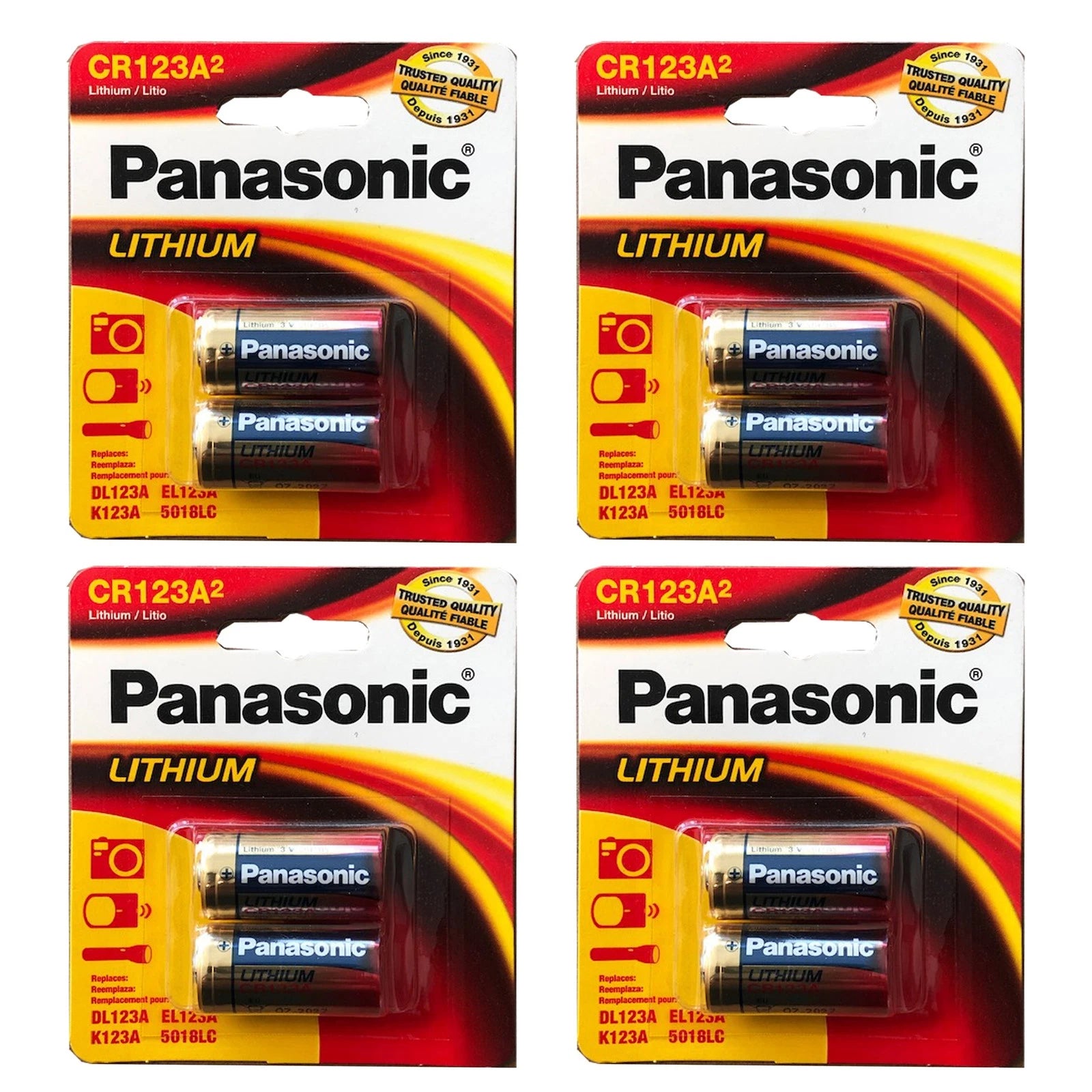 4x 2pk Panasonic 3V CR123 Photo Battery Compatible With 5018LC BR2/3A VL123A