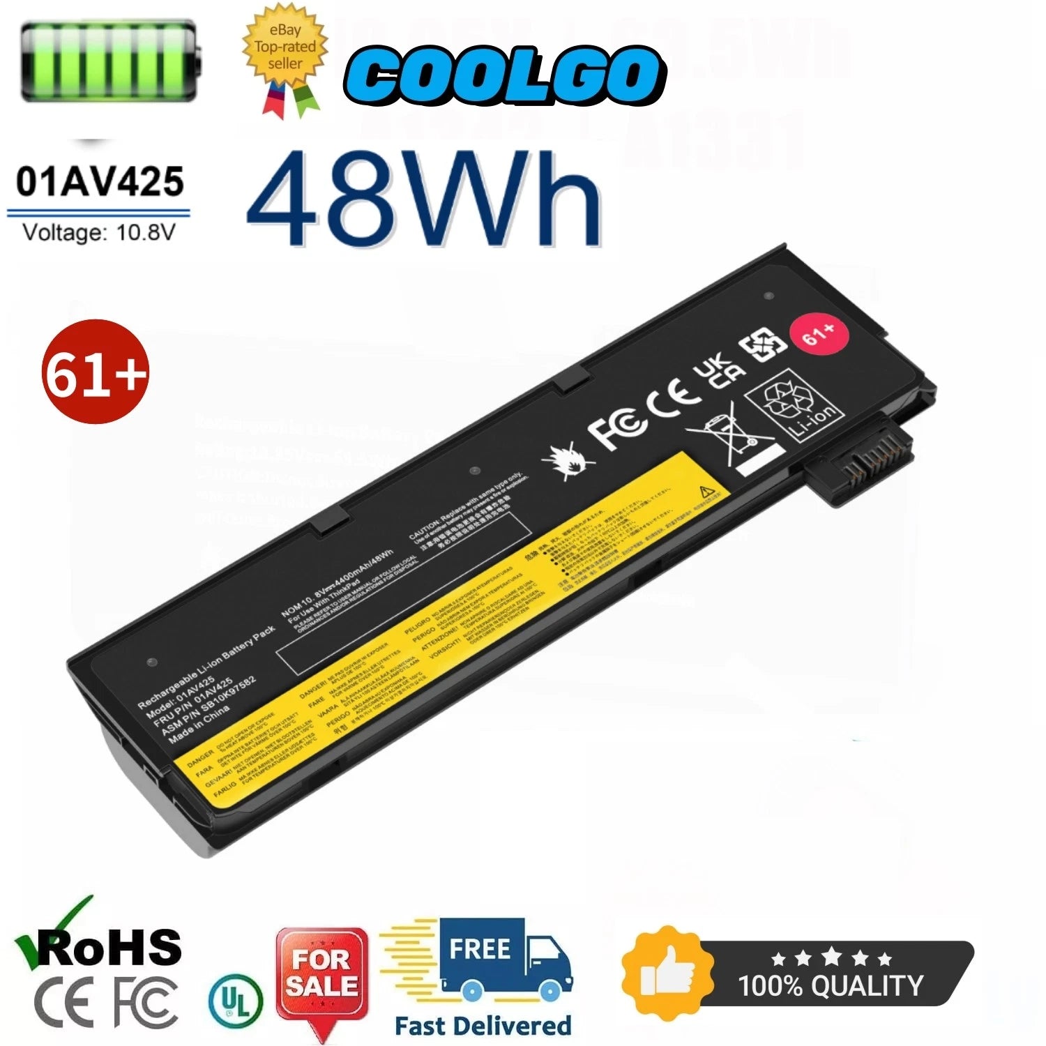??48Wh 61+ 01AV427 01AV425 Battery For Lenovo ThinkPad T470 T480 T570 T580 A485
