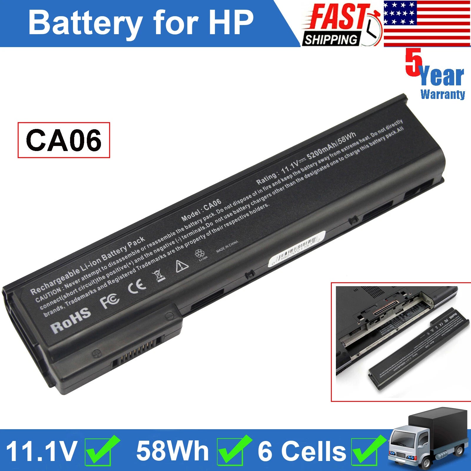 CA06 CA06XL Battery for HP ProBook 640 645 650 655 G0 G1 718755-001 718756-001