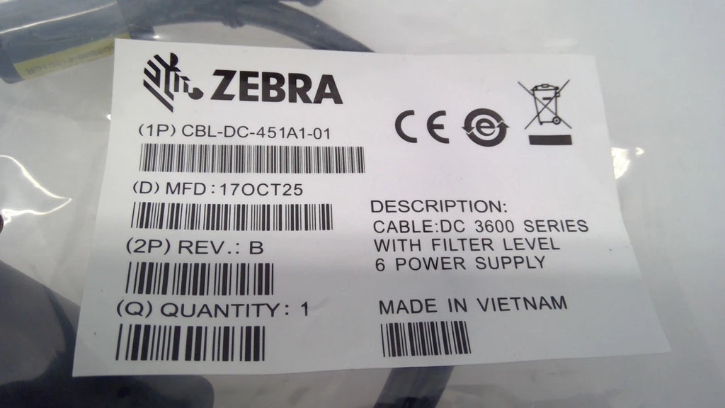 NEW Zebra CBL-DC-451A1-01 DC 3600 Series with Filter Level 6 Power Supply