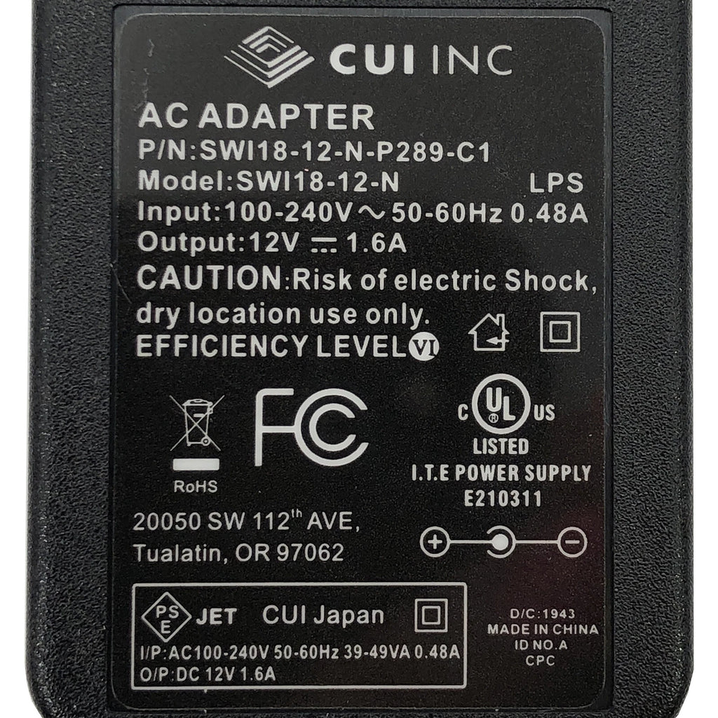 NEW Original CUI Inc SWI18-12-N SWI18-12-N-P289-C1 Wall Adapter 12V 1.6A
