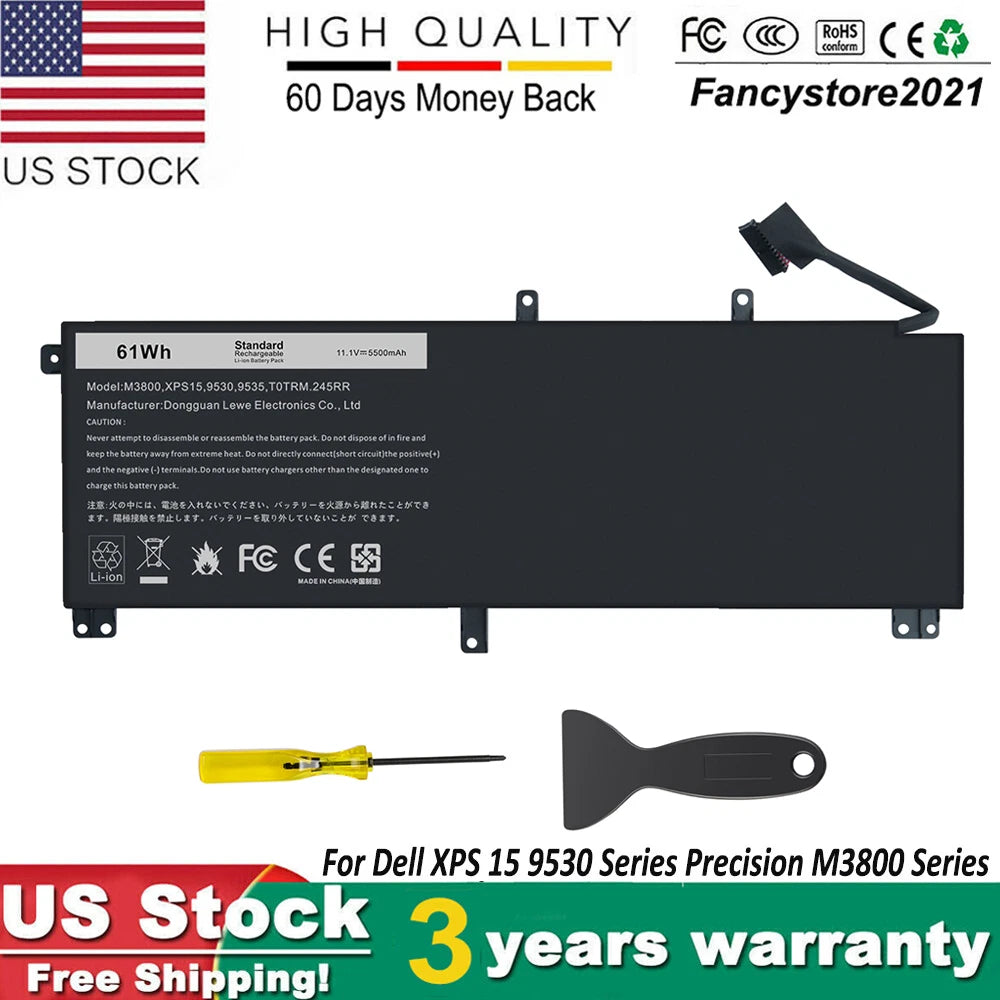 Replace Battery For Dell XPS 15 9530 Precision M3800 T0TRM TOTRM H76MV 7D1WJ