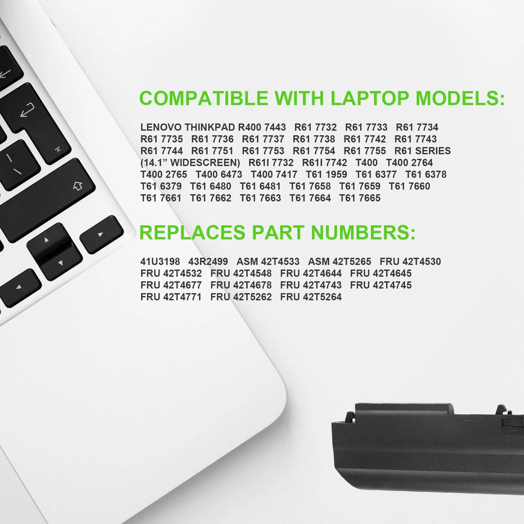 5200mAh Battery for Lenovo ThinkPad T400 T61 R61 R400 T61P 14.1" Widescreen
