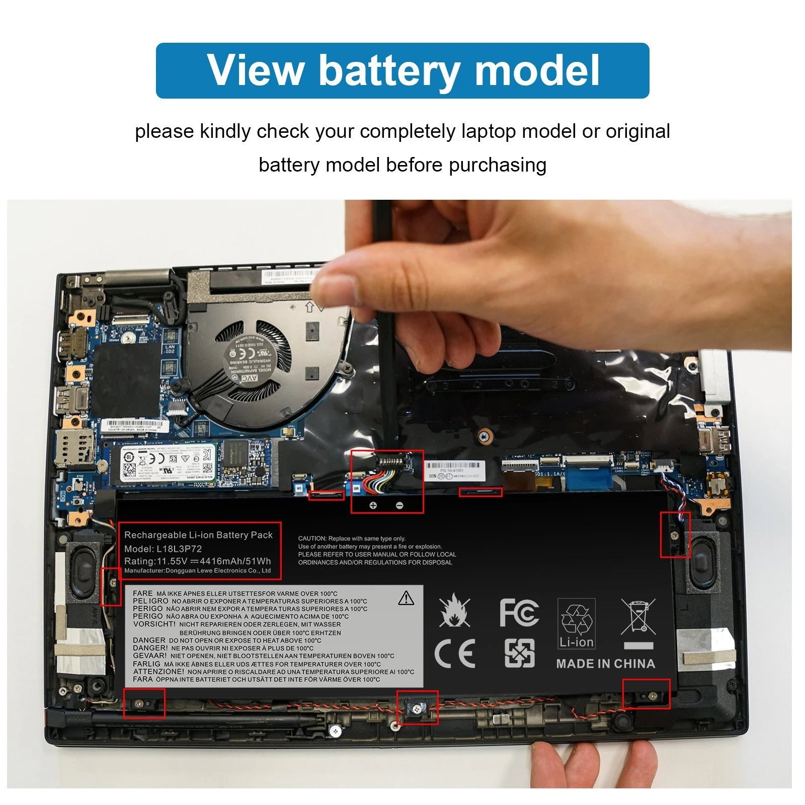 ?51Wh L18L3P72 L18M3P72 02DL021 Battery For Lenovo ThinkPad X390 X13 Yoga Gen 1