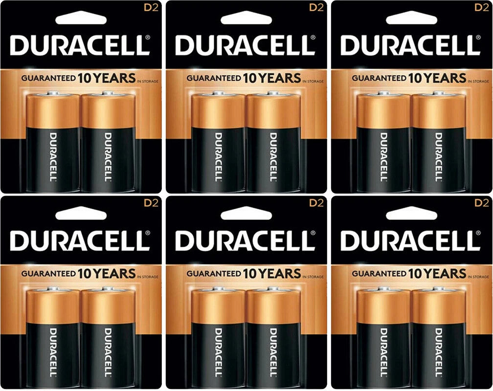 Pack of 12 Duracell D MN1300 Coppertop Alkaline Batteries (6x2 Pk)