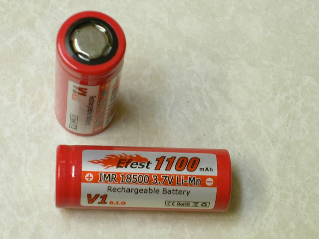 1 EFEST IMR 18500 LiMn 1100maH HIGH DRAIN Rechargeable Battery 3.7V Flat-top