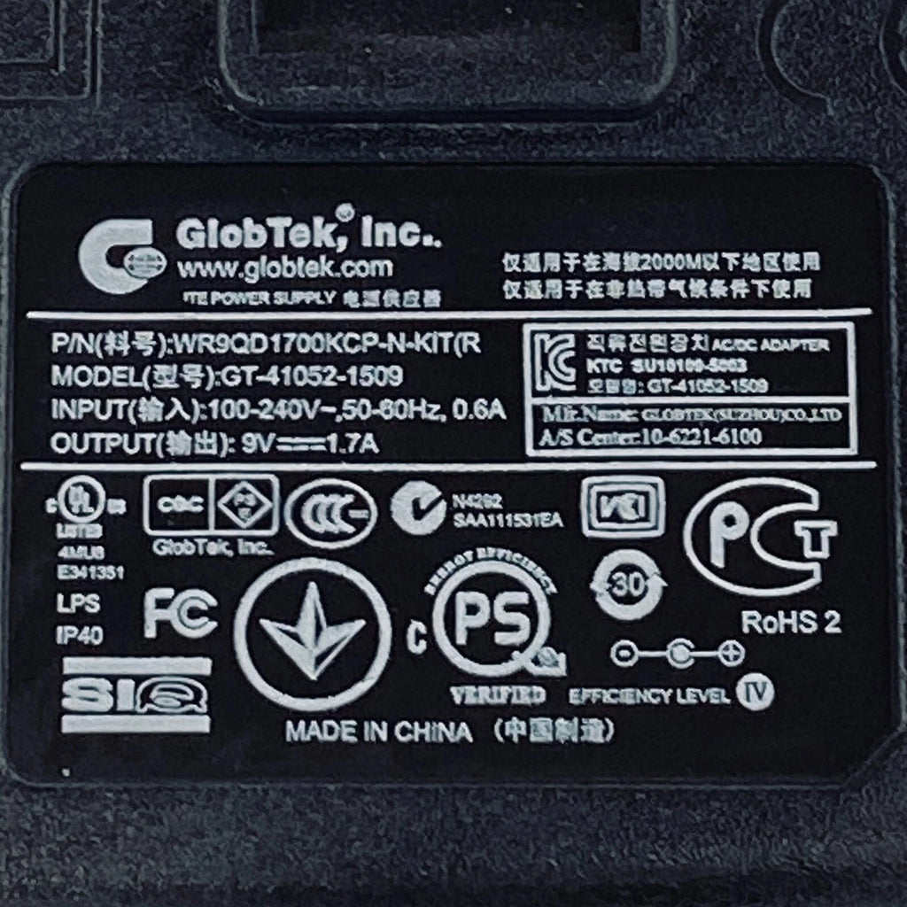 NEW Genuine GlobTek 15W AC Adapter GT-41052-1509 Power Supply WR9QD1700KCP-N-KIT