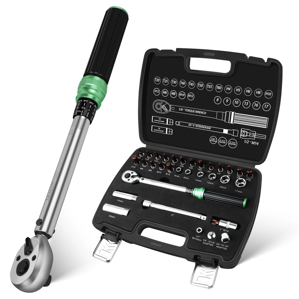 ?3/8'' Drive 5-60N.m Torque Wrench Adjustable Spanner w/Extension Rod 2026 NEW