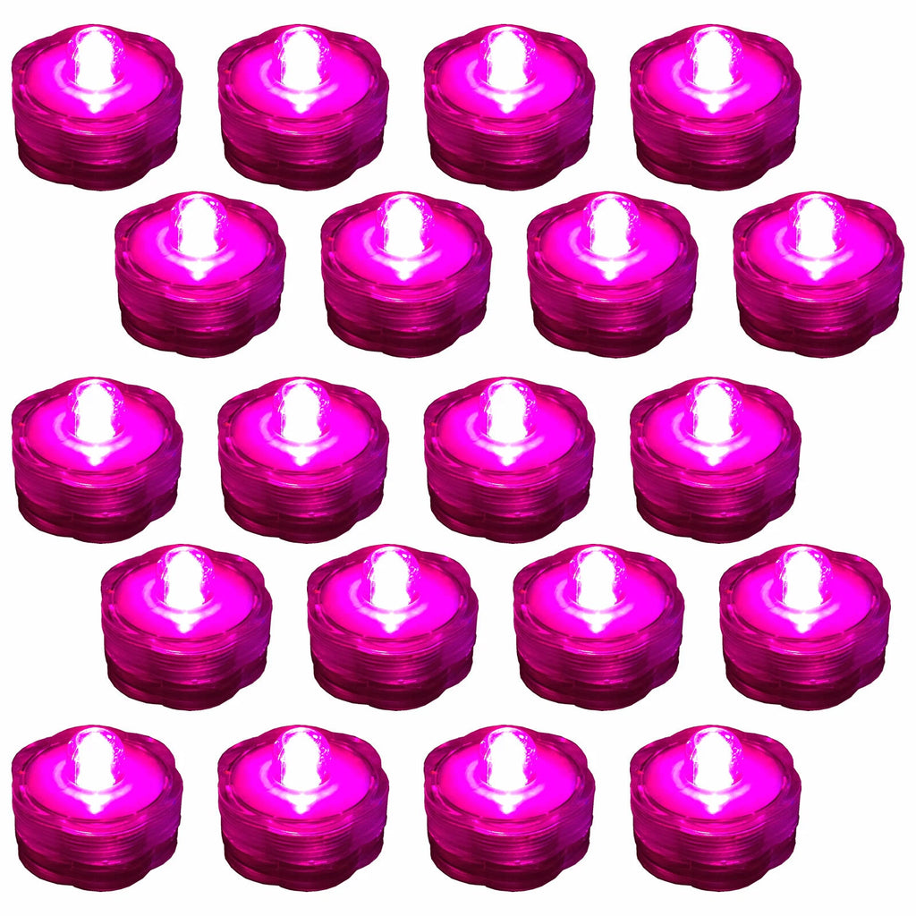 20 Pack Pink Submersible Waterproof Underwater Battery LED Tea Light Wedding