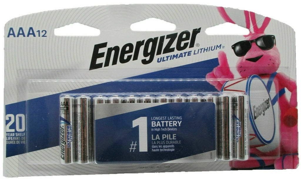 12 AAA Energizer Ultimate Lithium Batteries Longest Lasting Extreme With Holder