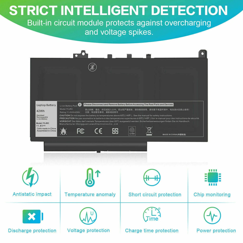 7CJRC Laptop Battery for Dell Latitude 7470 7270 E7470 E7270 KNM09 TX283 21X15