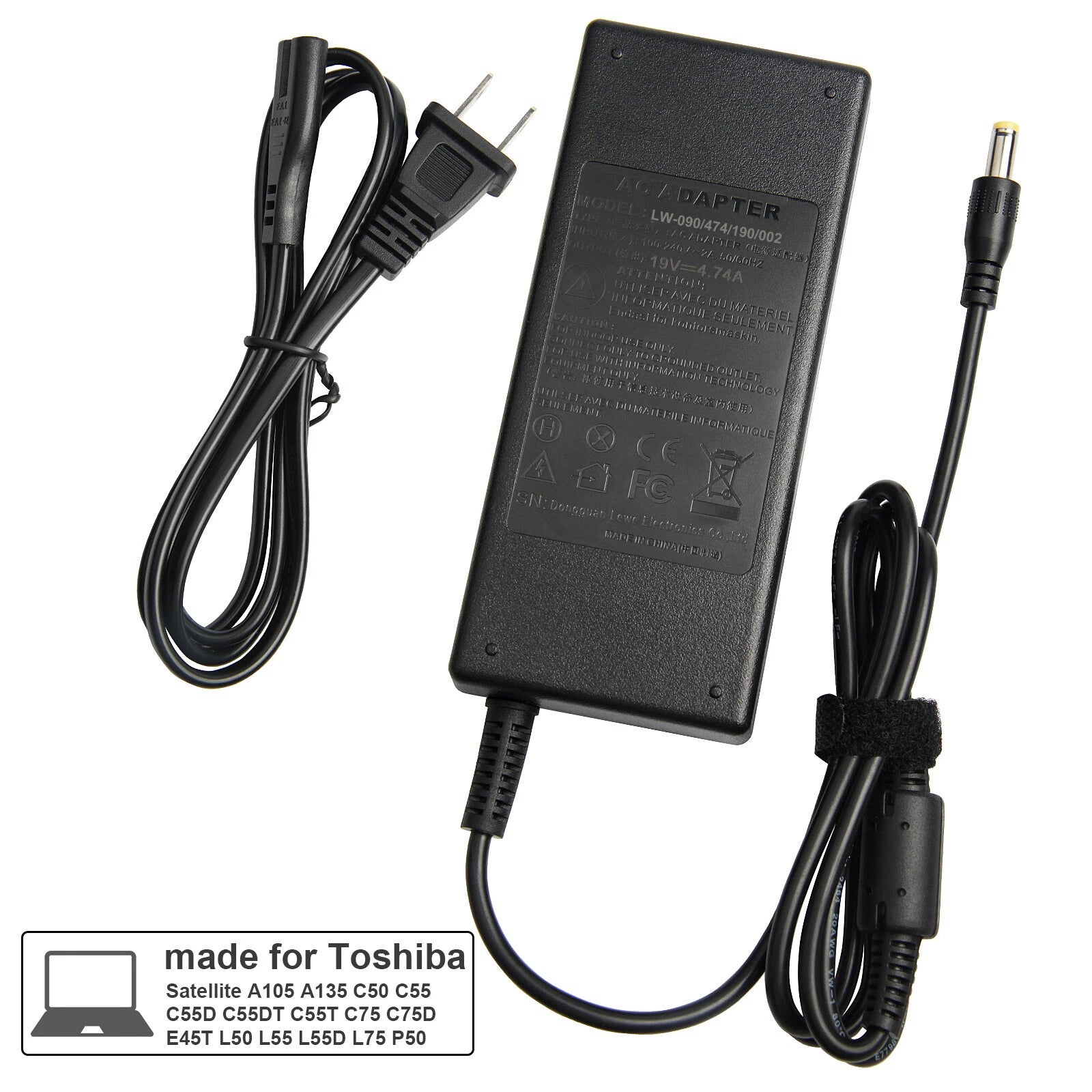 5.5*2.5mm Laptop Charger Power Supply Adapter for Toshiba Satellite Gateway 19V
