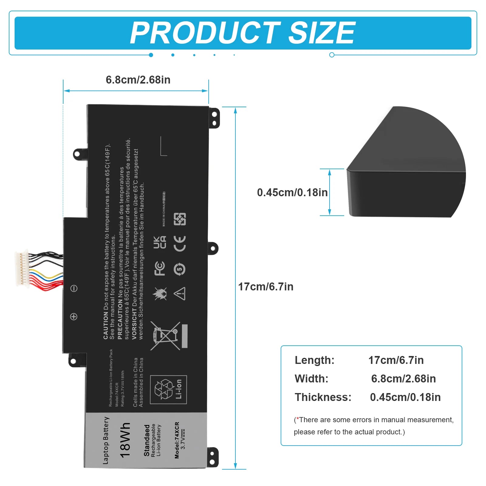 Replacement 74XCR Battery For Dell Venue 8 Pro 5830 T01D Tablet 074XCR VXGP6 NEW