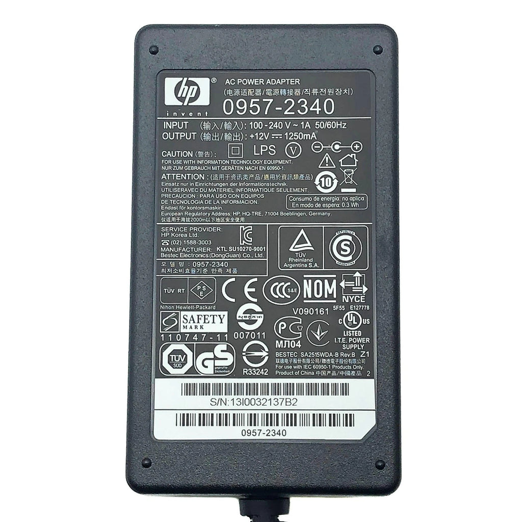 NEW Original HP AC Adapter 12V 1.25A 15W 0957-2481 Model 0957-2340 Power Supply