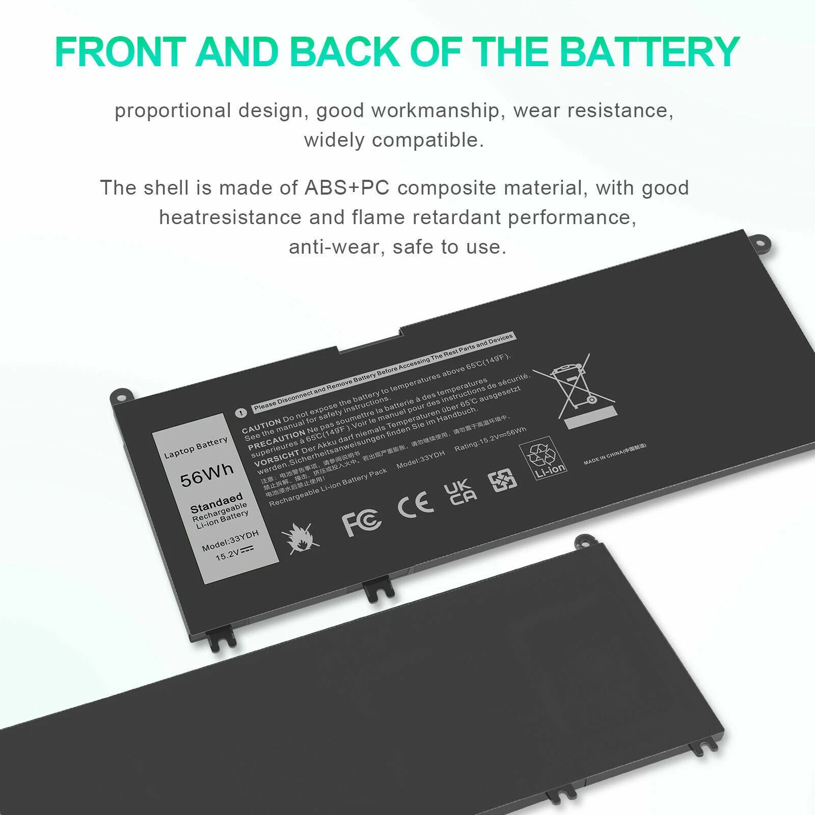 ?33YDH Battery for Dell Latitude 3380 3480 3490 3580 3590 Inspiron 7577 56wh