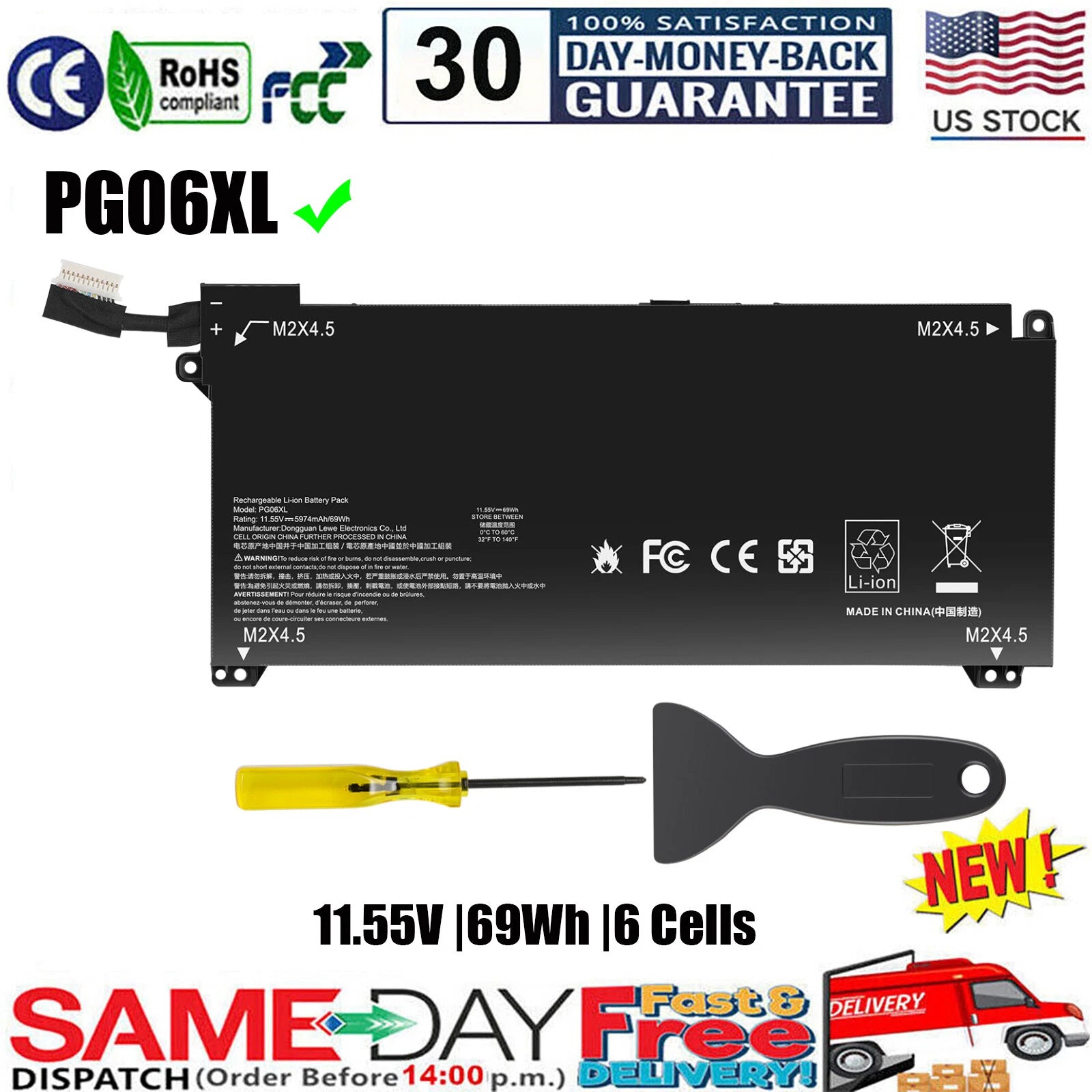 PG06XL Battery For HP Omen 15-DH 15T-DH000 DH0XXX DH1019NR HSTNN-DB9F 69Wh US