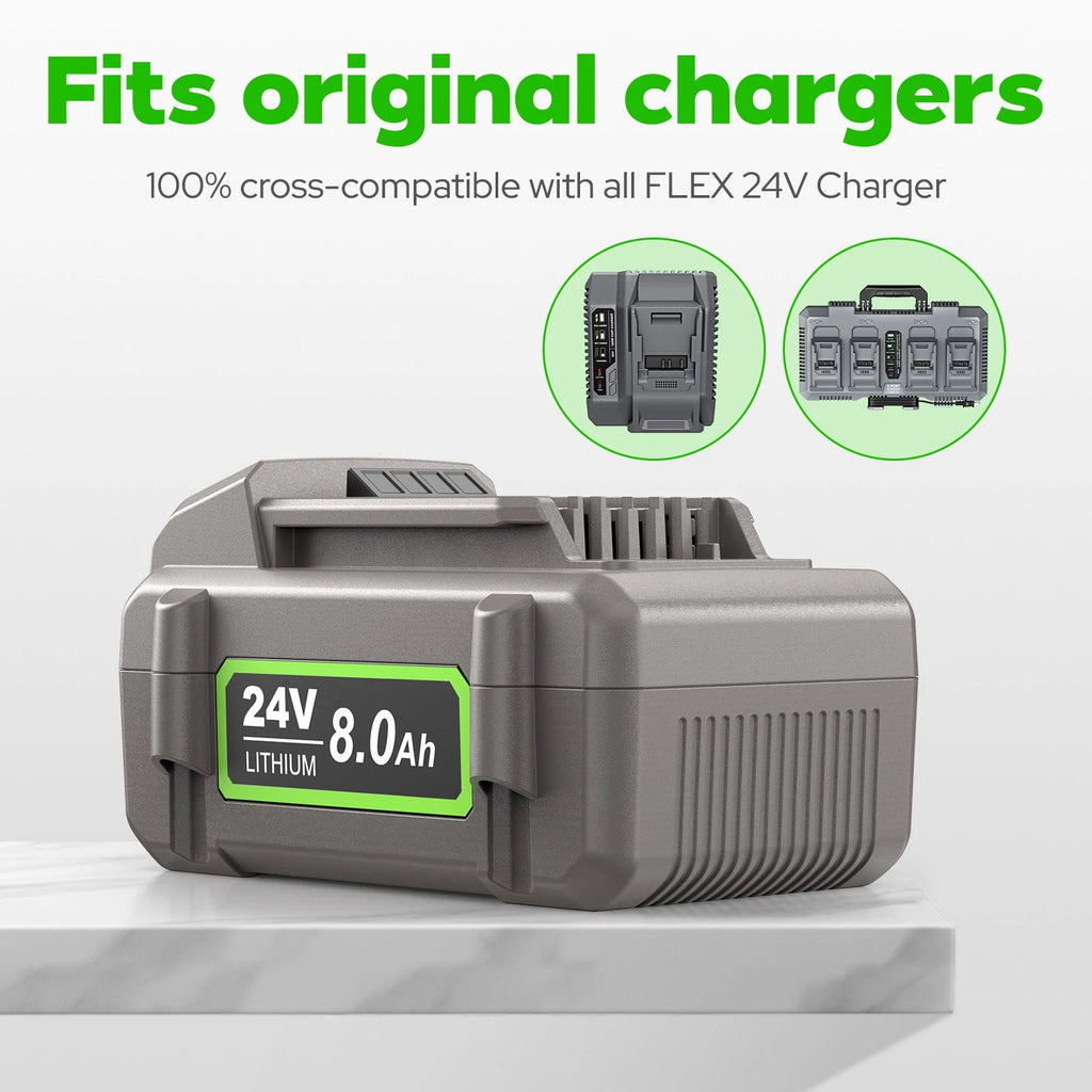 8.0Ah 24V Battery for FLEX 24Volt FX0221-1 FX0411 Replacement Li-Ion Battery US