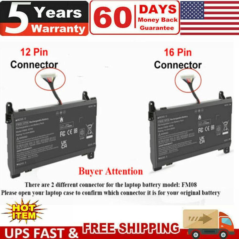 12Pin/16Pin FM08 Battery for HP OMEN 17-AN008CA 17-AN012DX 17-AN013DX 17-AN020CA