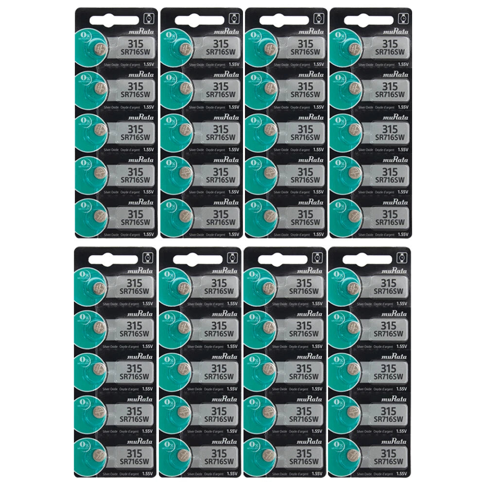 Murata 315 - SR716 Silver Oxide Button Battery 1.55V - 40 Pack