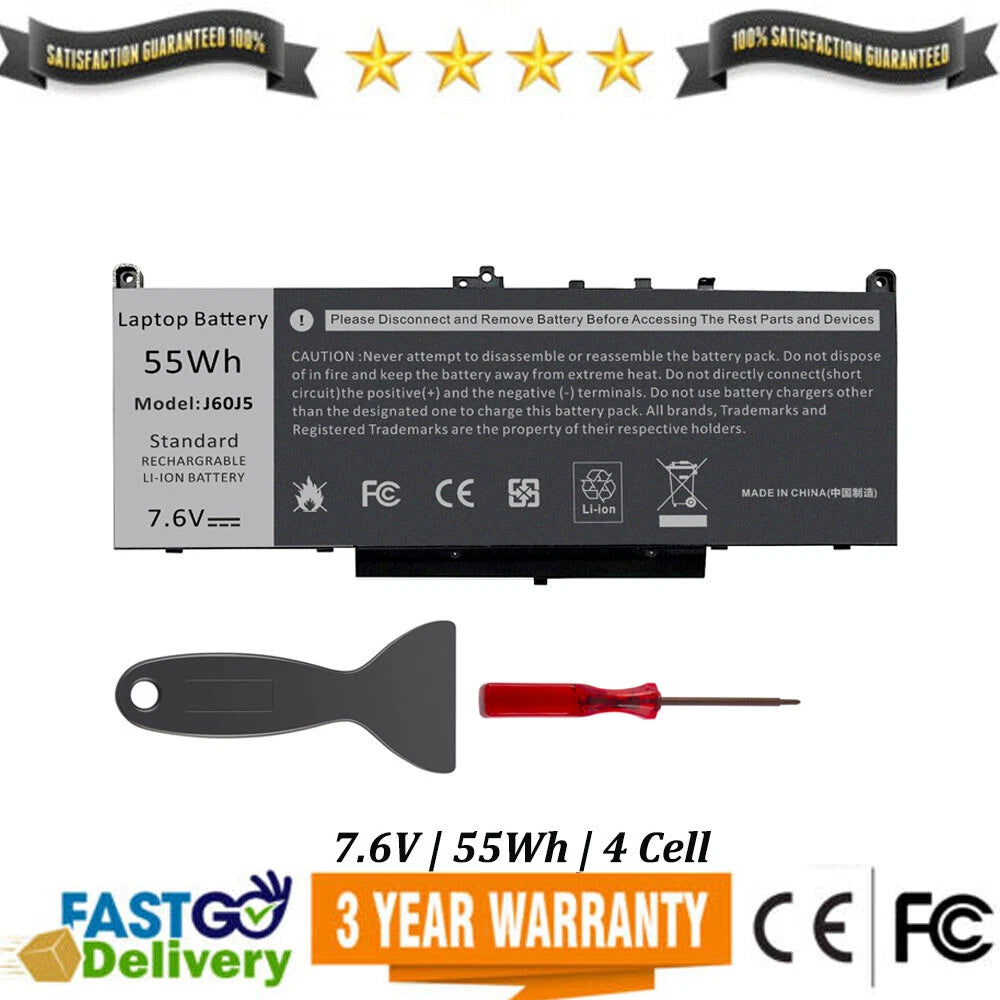 J60J5 Battery For Dell Latitude E7270 E7470 Type 451-BBSX 242WD MC34Y R1V85