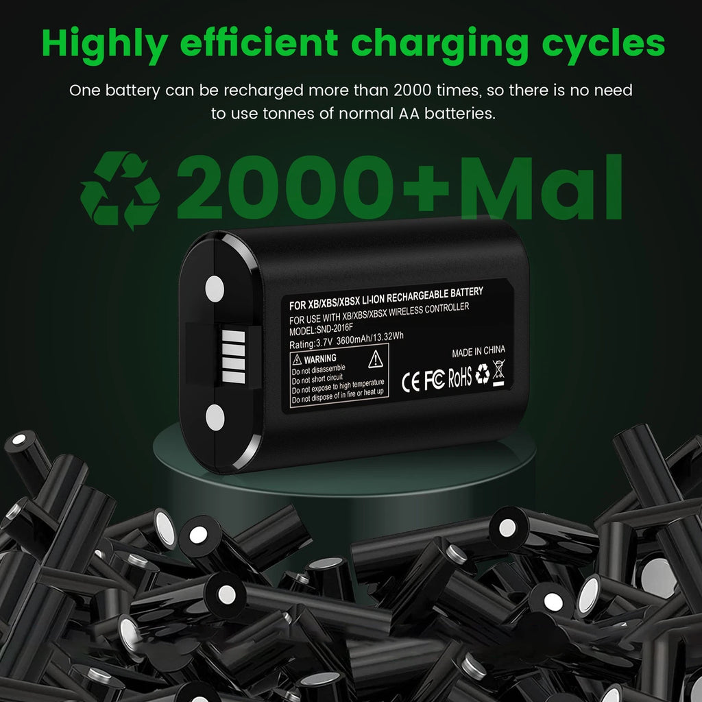 2 x Rechargeable Battery Pack For Xbox Series X/S/Xbox One S/X/E+ Charging Cable