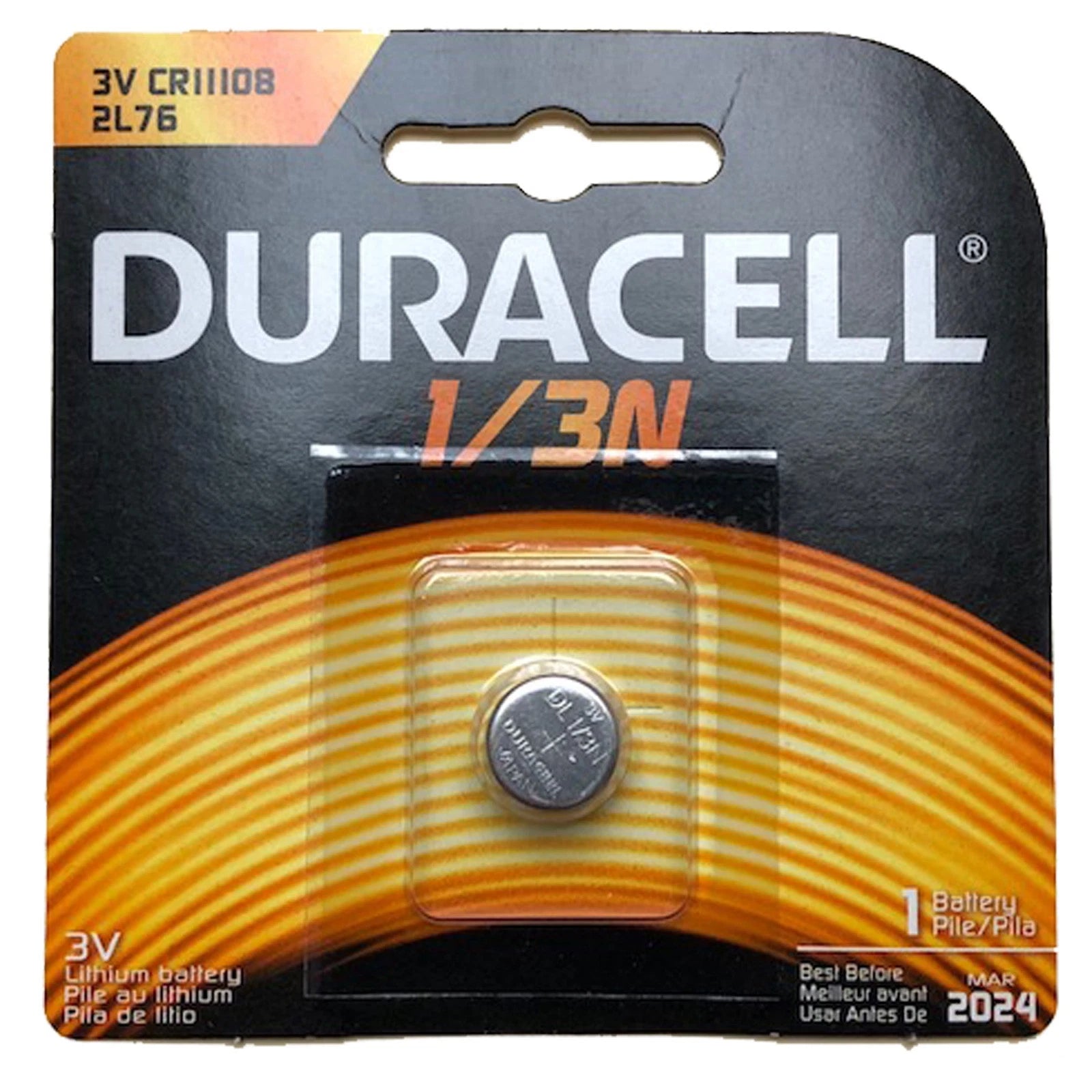 Duracell DL CR1/3N 2L76 3V Lithium Battery Compatible With 1/3N, DL1/3N, DL1/3NB