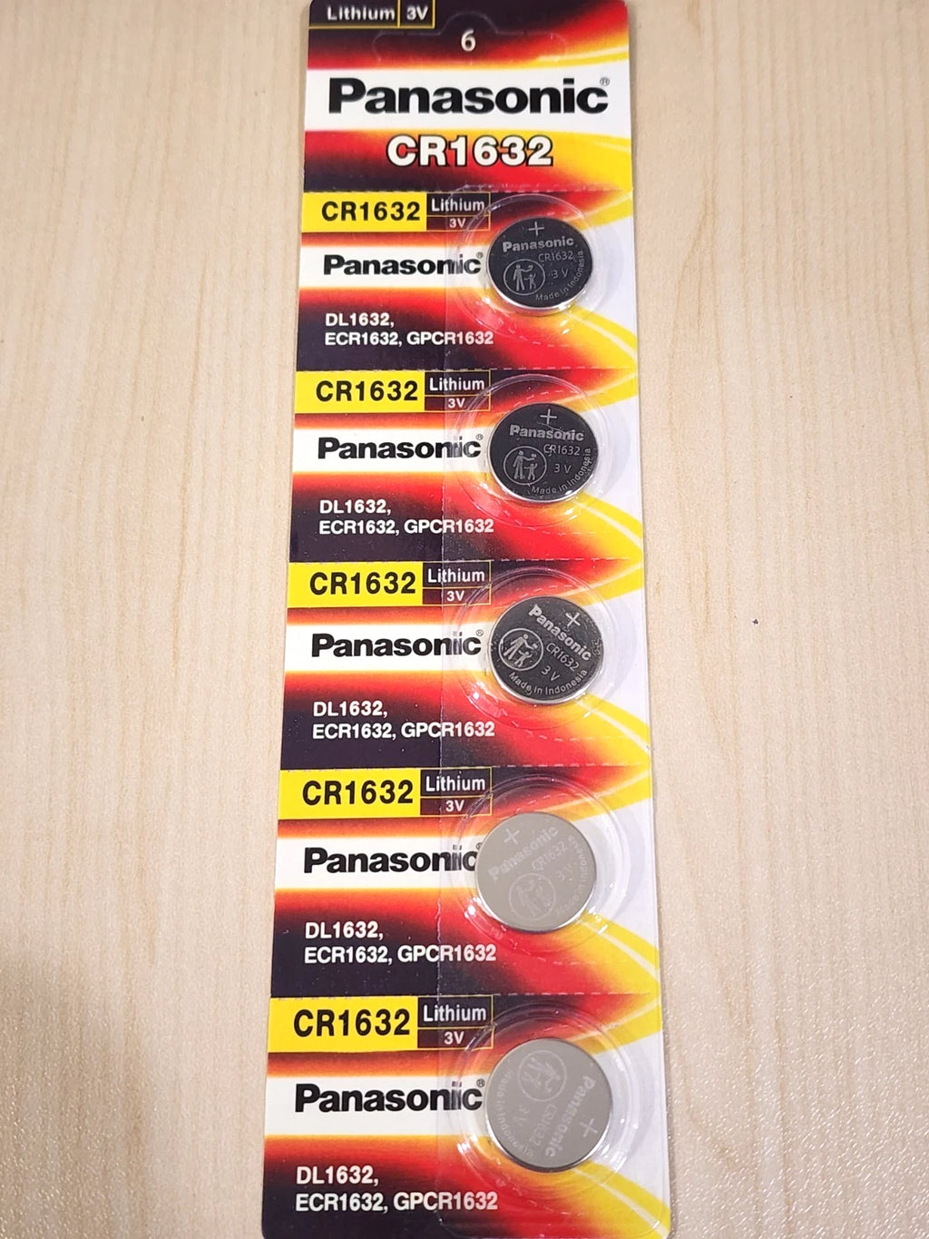 5 x carded CR1632 3v LITHIUM BATTERY CR 1632 CMOS KEY FOBS EXP. 2032 (five pcs)