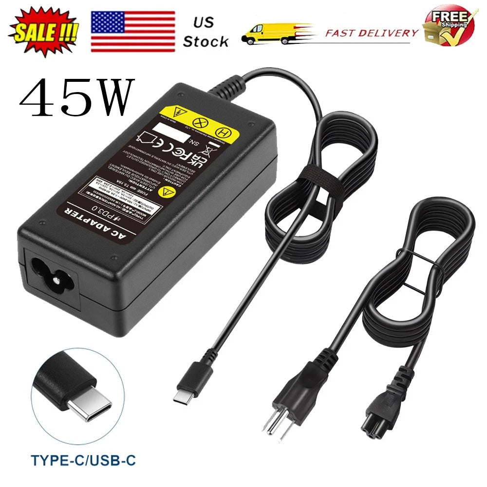 45W USB C/Type C Laptop Charger Power Adapter for HP Dell Acer Lenovo Chromebook