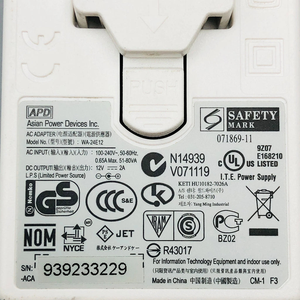 NEW Original APD WA-24E12 AC Power Adapter 12V 2A Tip 5.5mm Power Supply 24W OEM