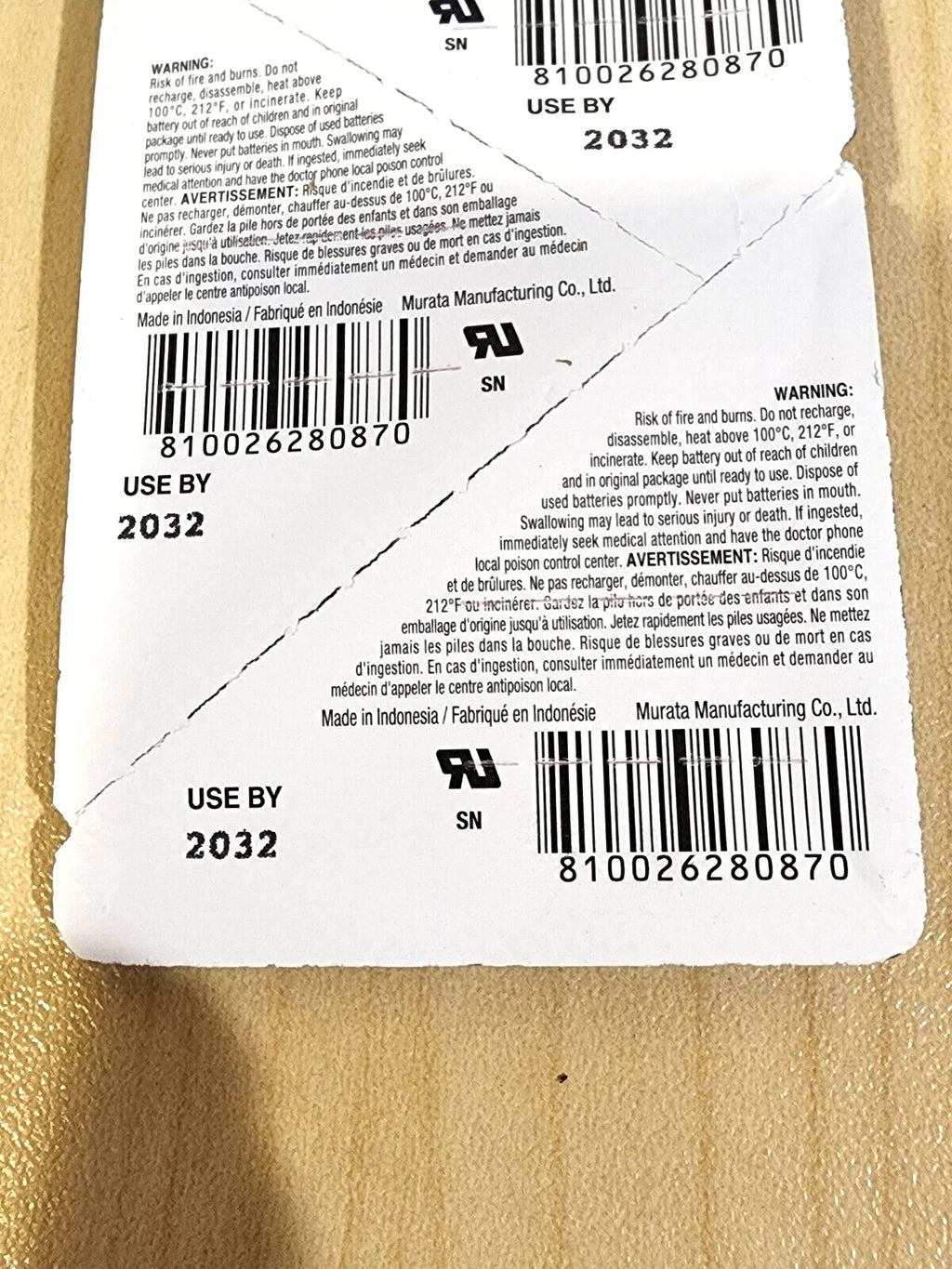 2 pc Murata CR2430 Battery 3V Lithium Coin Cell 300mAh Sony Expire 2032