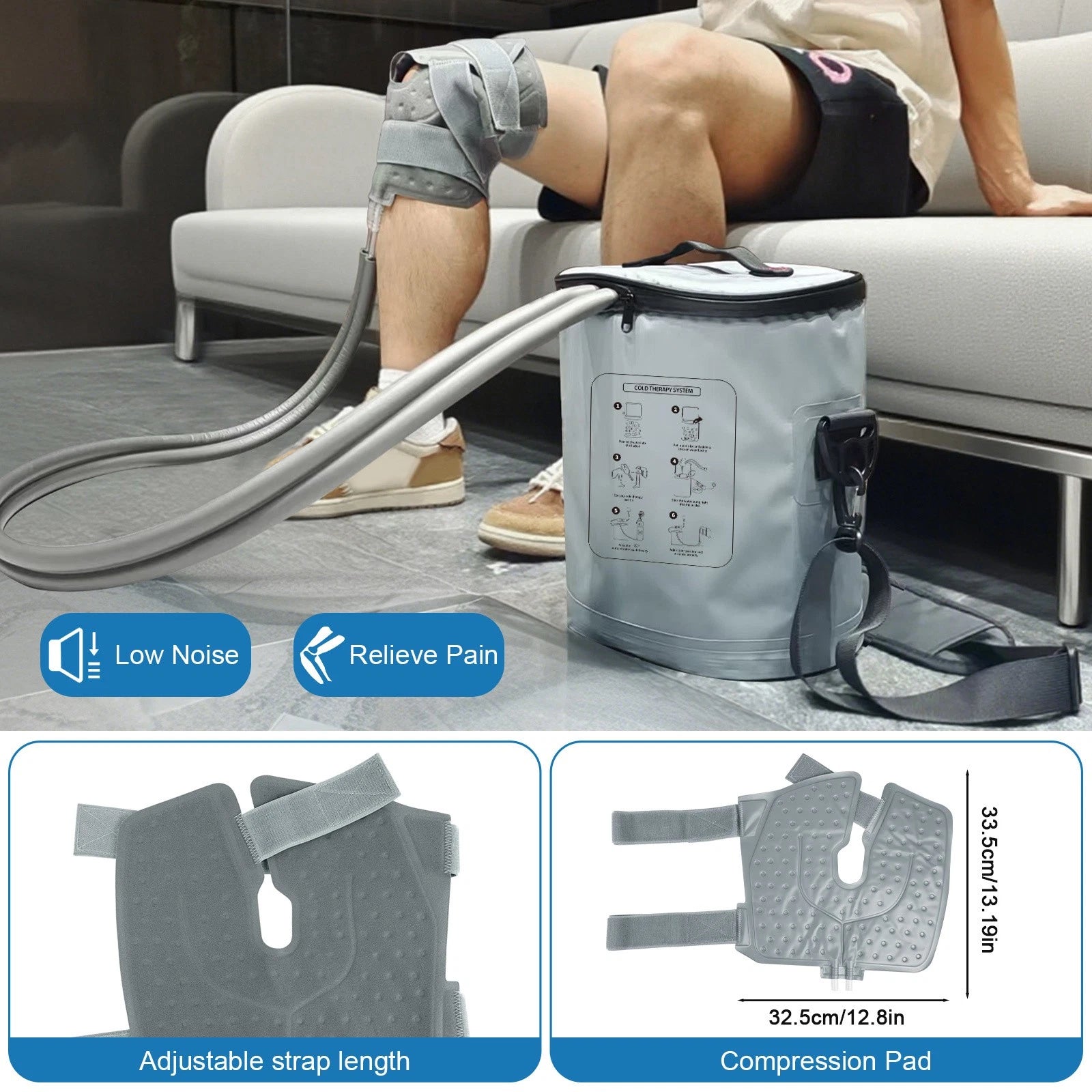Cold Therapy Machine, Cryotherapy Ice Machine System for Knee w/ Digital Timer
