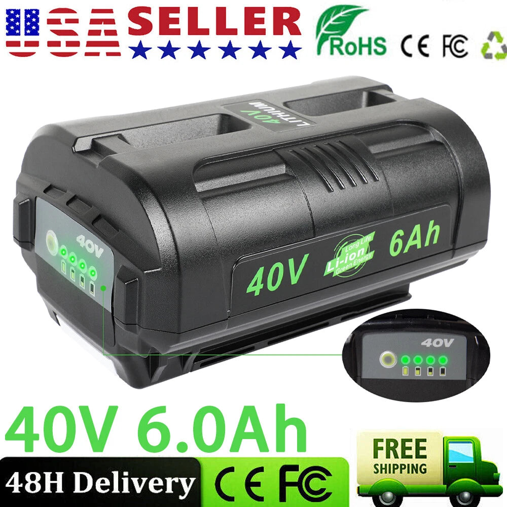 6.0Ah 40V Lithium Battery For Ryobi 40 Volt OP4050 OP40602 OP40261 OP4060 OP4030