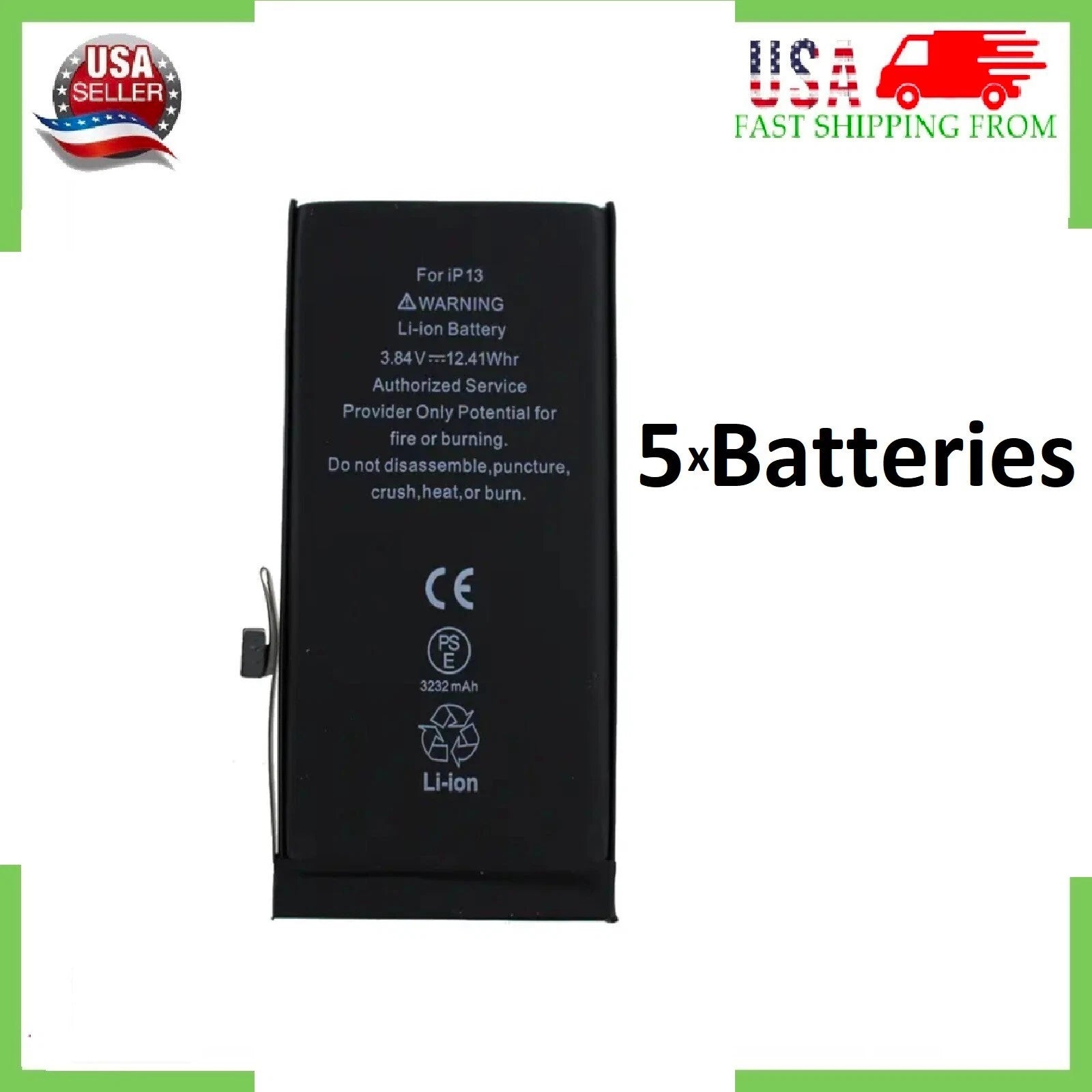 Premium Quality Replacement Battery For iPhone 5 6S 7 8 11 12 13 XR XS LOT (5x)