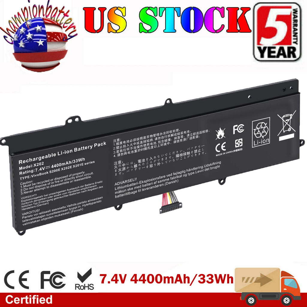 7.4V 33Wh C21-X202 Battery for ASUS VivoBook Q200E S200E X202 X202E X201 X201E
