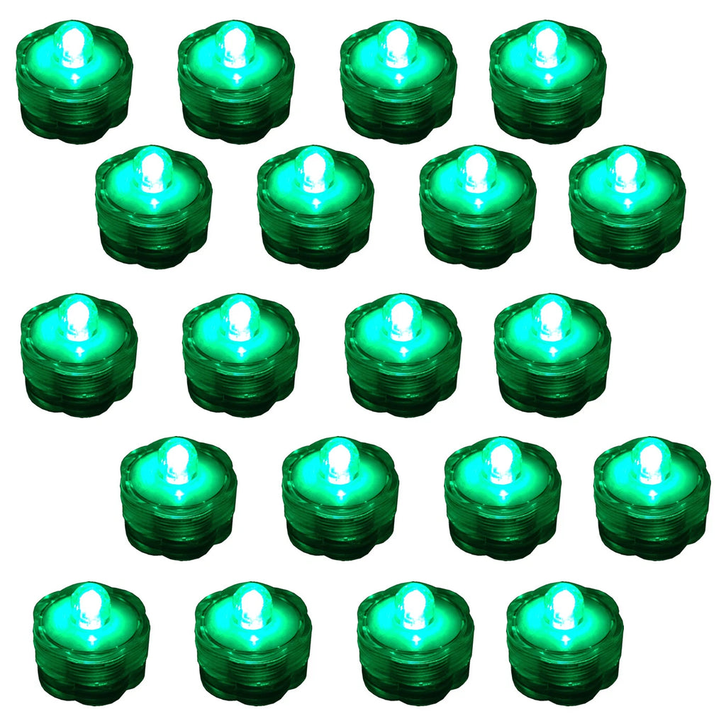 20 Pack Green Submersible Waterproof Underwater Battery LED Tea Light Wedding