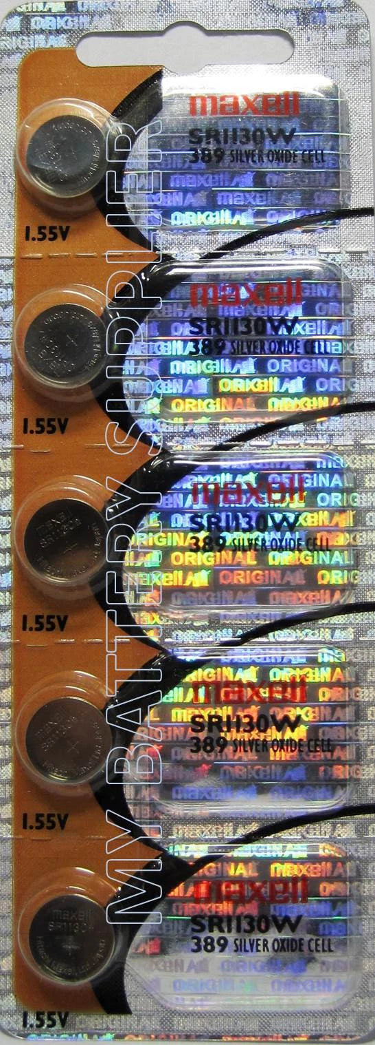 5 Original Maxell SR1130W Button Batteries Hologram Package