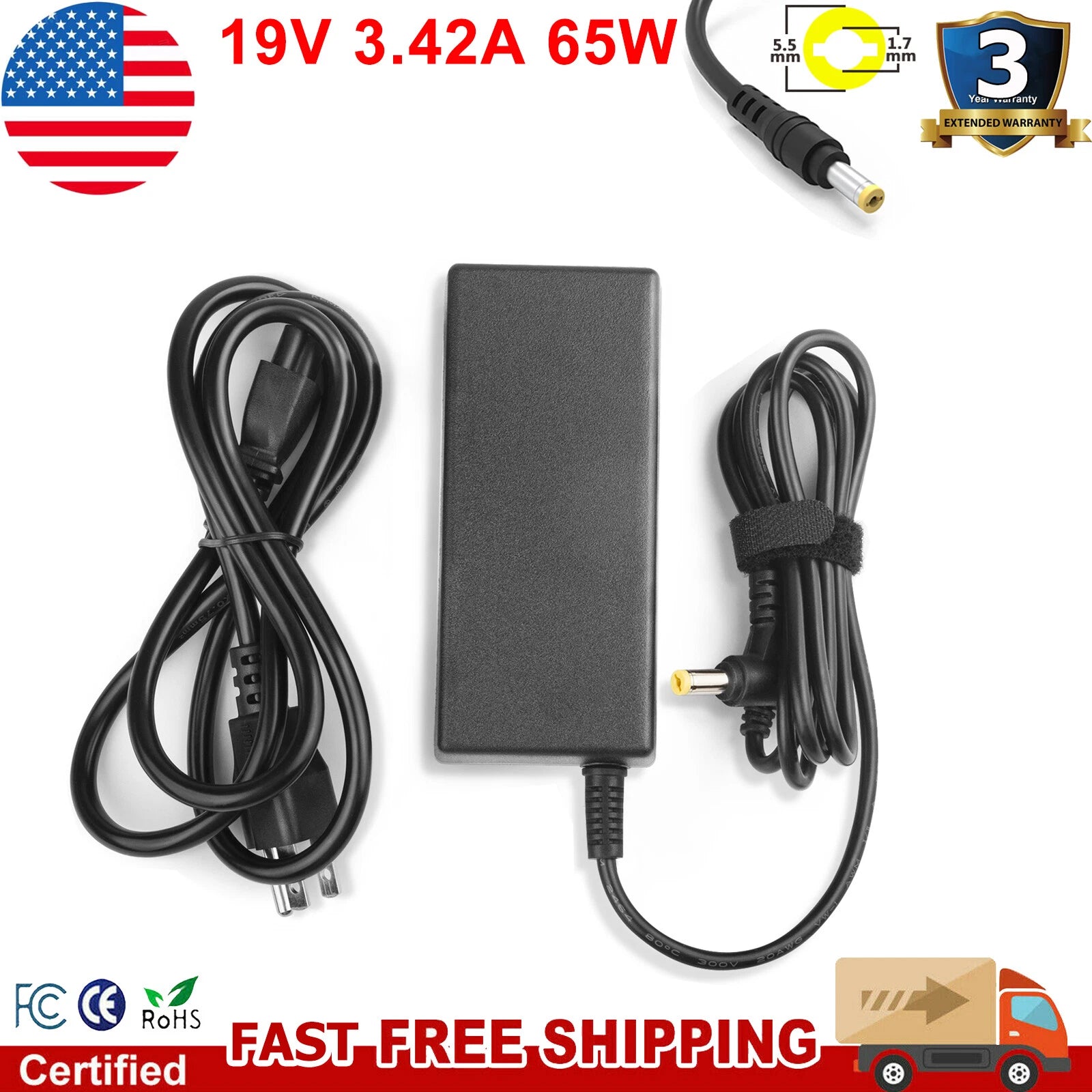 AC Adapter Charger For Acer Aspire A114-31 A315-21 N17Q4 N17Q3 N15Q1 Power Cord