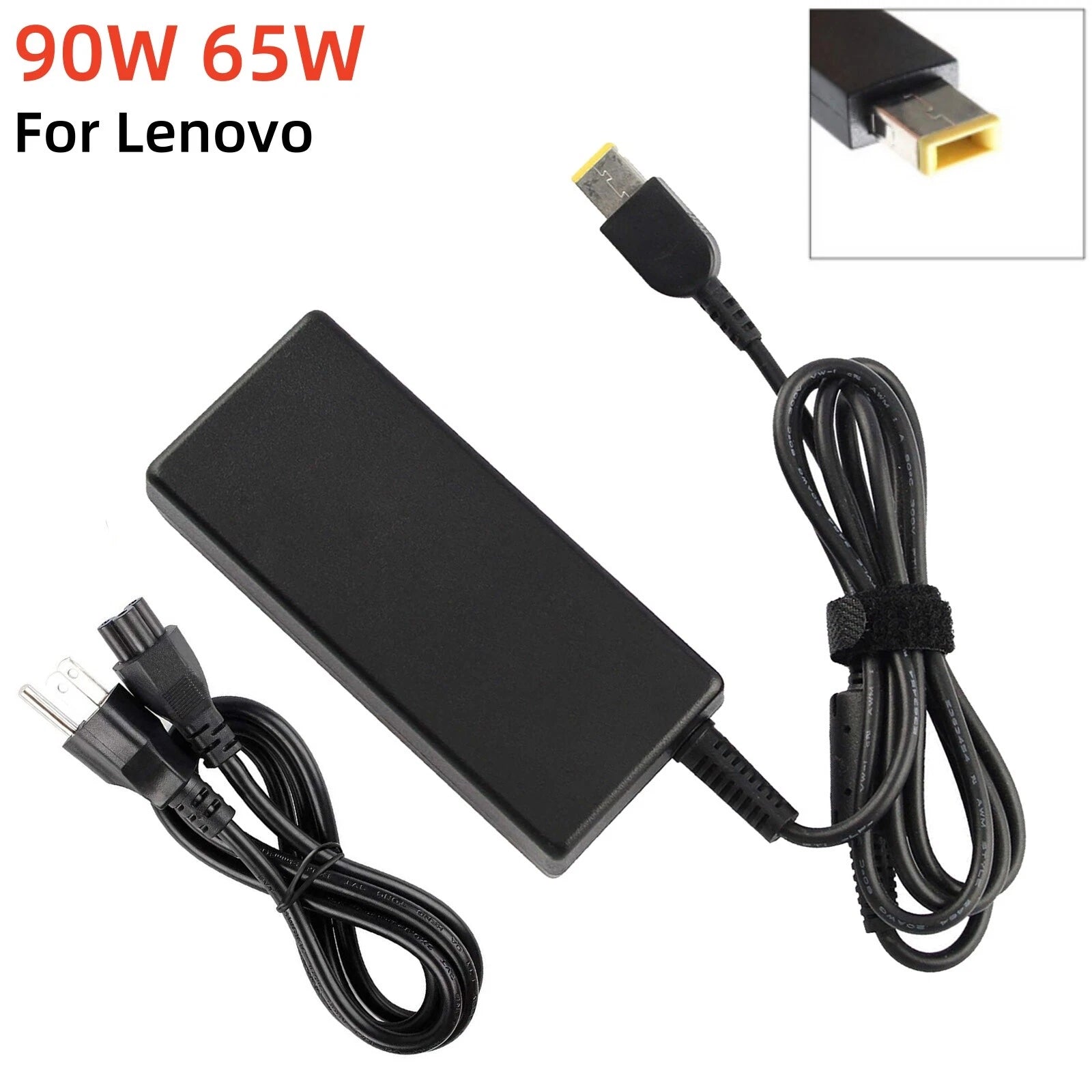 65W/90W Square Slim Tip For Lenovo ThinkPad IdeaPad Yoga Edge Charger Adapter US